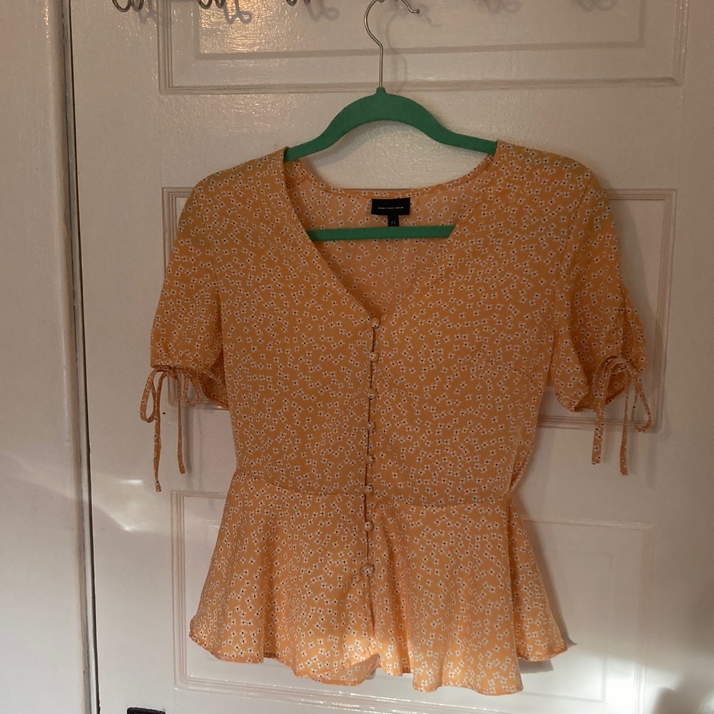 Who What Wear Yellow floral blouse